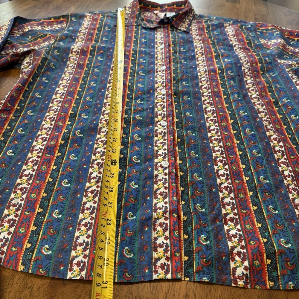 Color Color Color Shirt Size 22W Vintage Western Paisley Stripe Long Sleeve Top - Picture 2 of 13